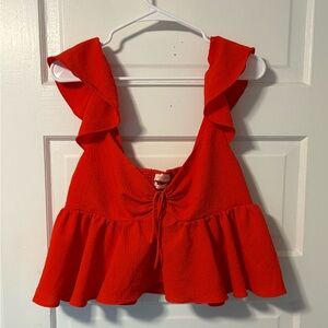 Urban Outfitters Red Ruffled Crop Top